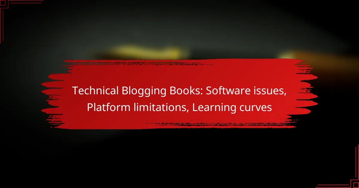 Technical Blogging Books: Software issues, Platform limitations, Learning curves